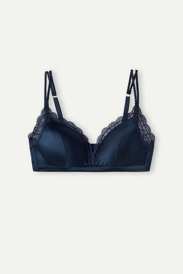 Intimssimi Tiziana Silk and Lace Triangle Bra Blue | AUSDF45526