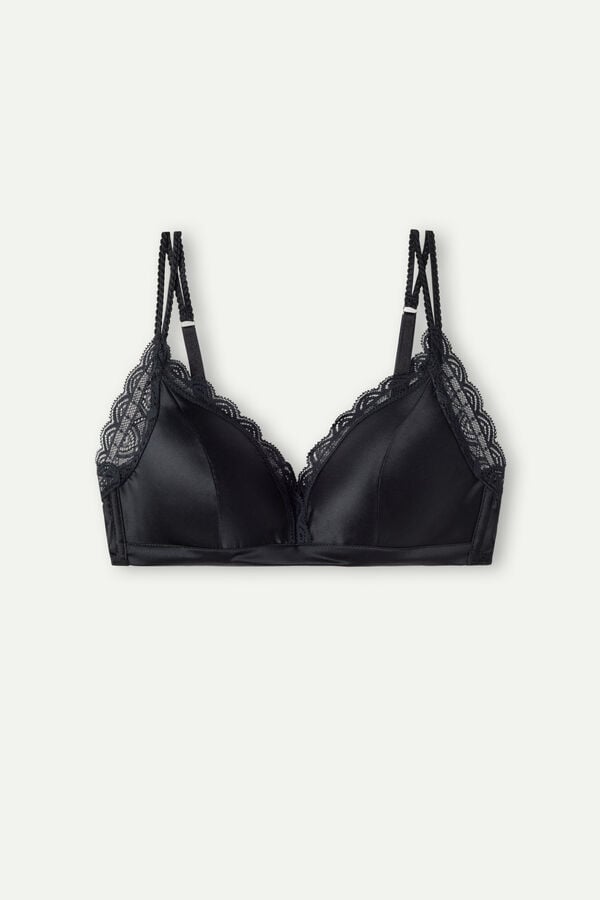 Intimssimi Tiziana Silk and Lace Triangle Bra Black | USCVG43035