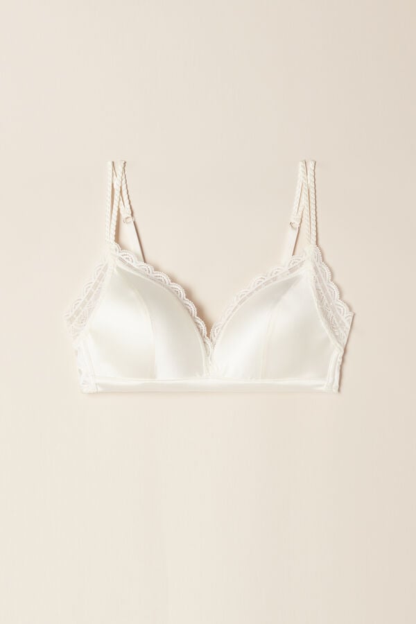 Intimssimi Tiziana Silk and Lace Triangle Bra White | USCVG73854