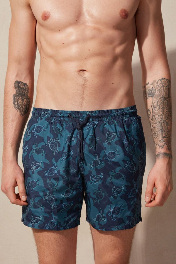 Intimssimi Turtle Print Swim Trunks Blue | MUSFT44451