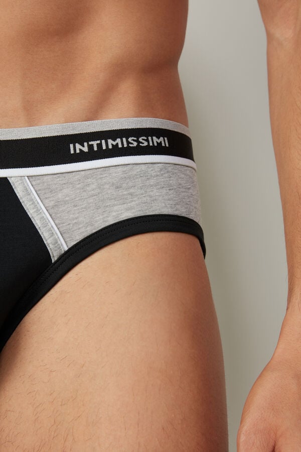 Intimssimi Two-Tone Stretch Supima® Cotton Briefs Black | DUSKV75202