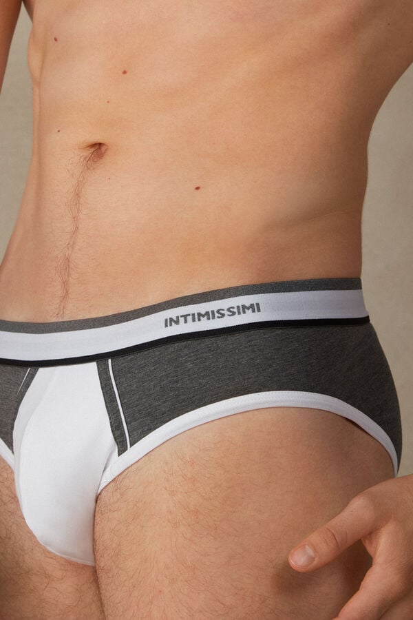 Intimssimi Two-Tone Stretch Supima® Cotton Briefs Grey | FUSUI25879