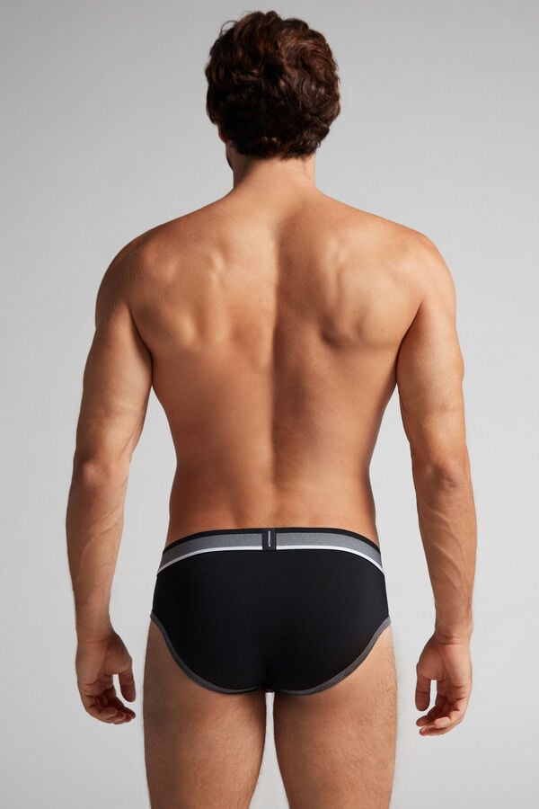 Intimssimi Two-Tone Stretch Supima® Cotton Briefs Black | USXBR82680