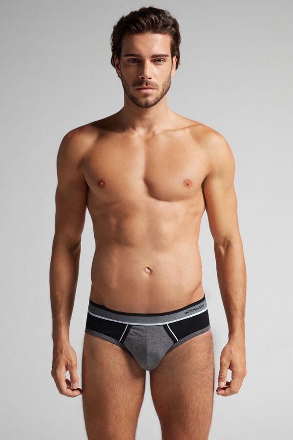 Intimssimi Two-Tone Stretch Supima® Cotton Briefs Black | USXBR82680