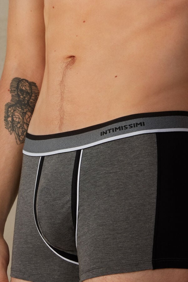 Intimssimi Two-tone Boxers in Stretch Supima® Cotton Black | FUSUI43093