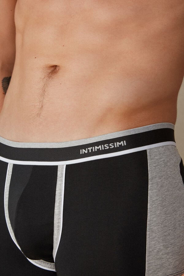 Intimssimi Two-tone Boxers in Stretch Supima® Cotton Black | TUSWZ49388