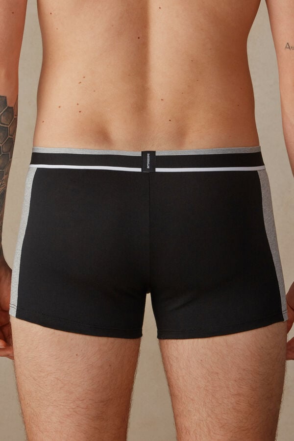 Intimssimi Two-tone Boxers in Stretch Supima® Cotton Black | TUSWZ49388