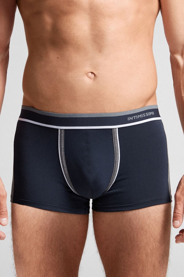 Intimssimi Two-tone Boxers in Stretch Supima® Cotton Blue | USCIF65456