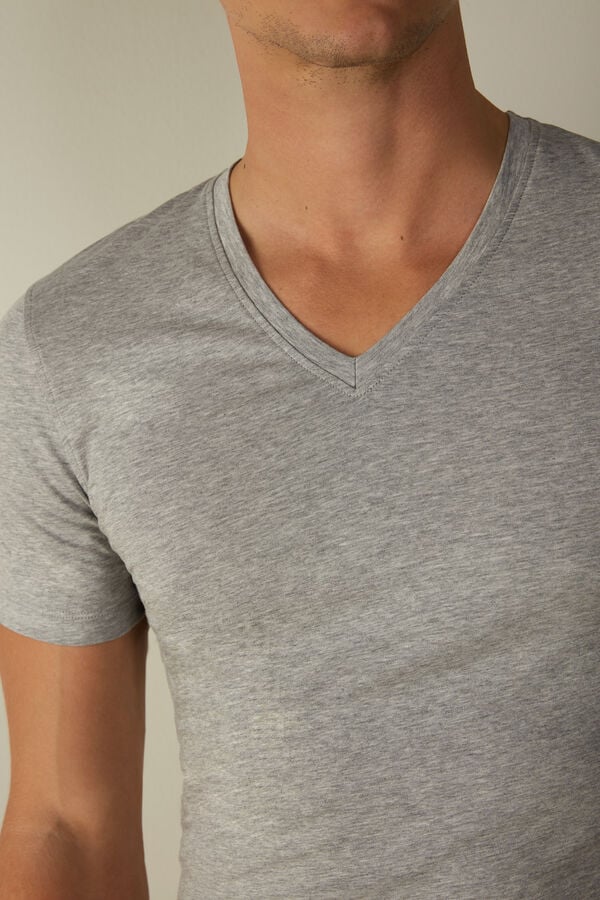 Intimssimi V-neck T-shirt in Stretch Supima® Cotton Grey | AUSWC94998