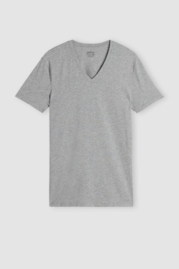 Intimssimi V-neck T-shirt in Stretch Supima® Cotton Grey | AUSWC94998