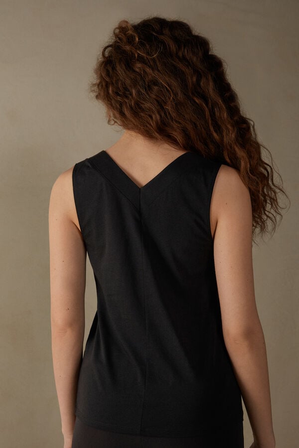 Intimssimi V-neck Top in Supima® Ultrafresh Cotton Black | UUSTG60343