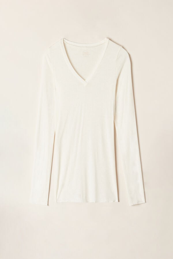 Intimssimi V-neck top in Modal Ultralight with Cashmere White | EUSHC55196