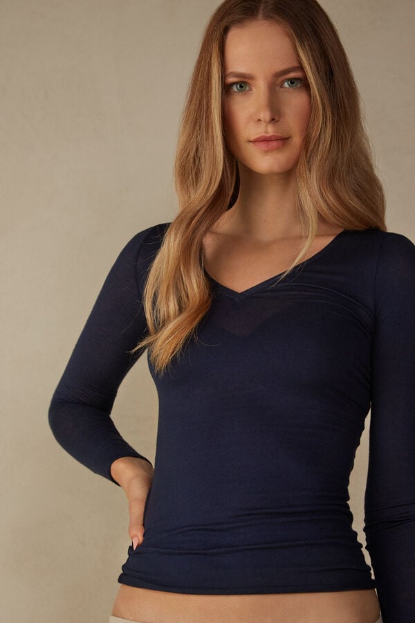 Intimssimi V-neck top in Modal Ultralight with Cashmere Blue | TUSWZ96375