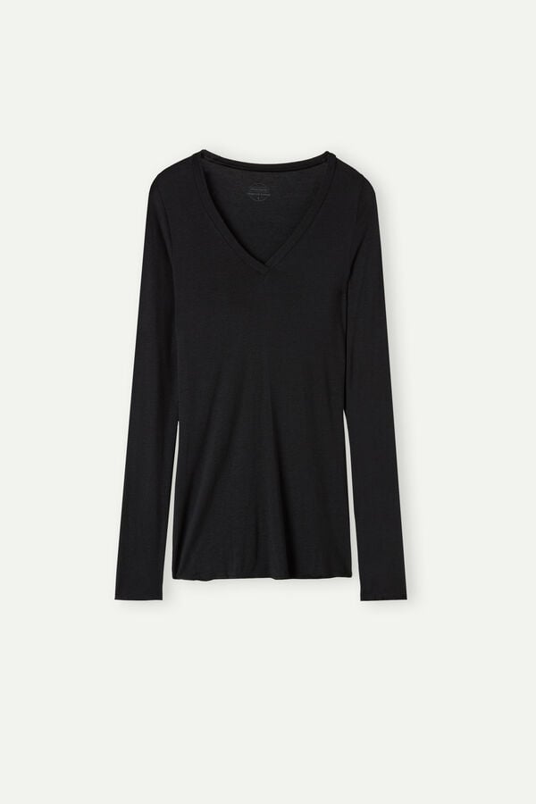 Intimssimi V-neck top in Modal Ultralight with Cashmere Black | ZUSNQ20384