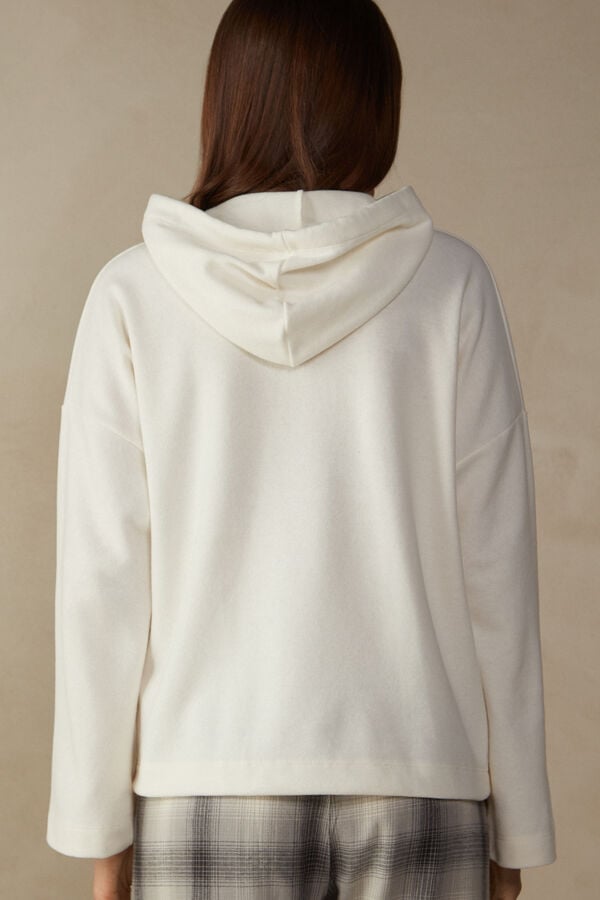 Intimssimi Warm Cuddles Hooded Top White | FUSUI93597