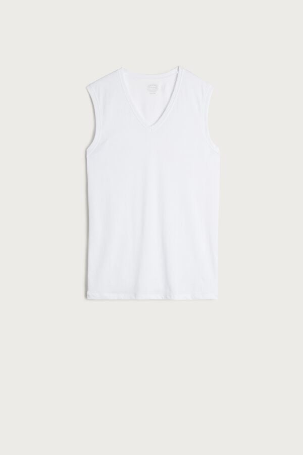 Intimssimi Wide-Strap Supima Cotton Tank Top White | USDFL81860