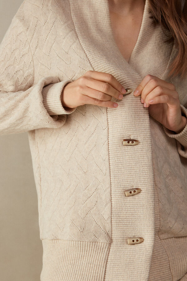 Intimssimi Winter Braid Long Sleeve Jacquard Cardigan Natural | PUSER91991