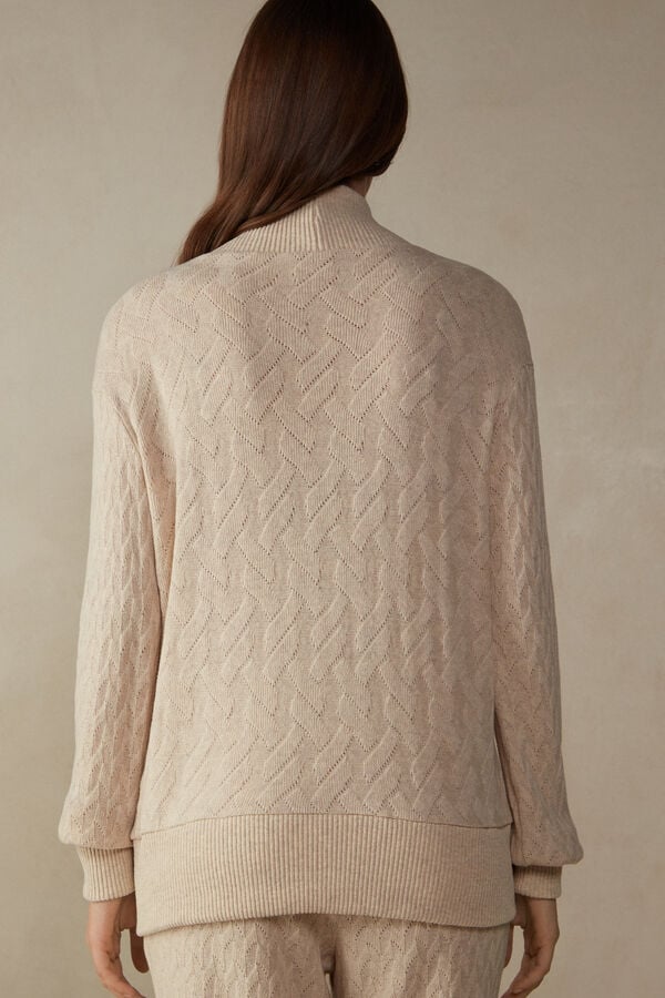 Intimssimi Winter Braid Long Sleeve Jacquard Cardigan Natural | PUSER91991