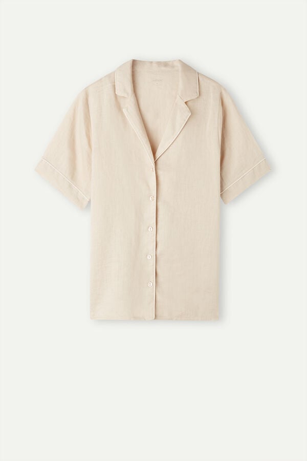 Intimssimi Yacht Night Linen Short Sleeve Shirt Natural | USCIF59515