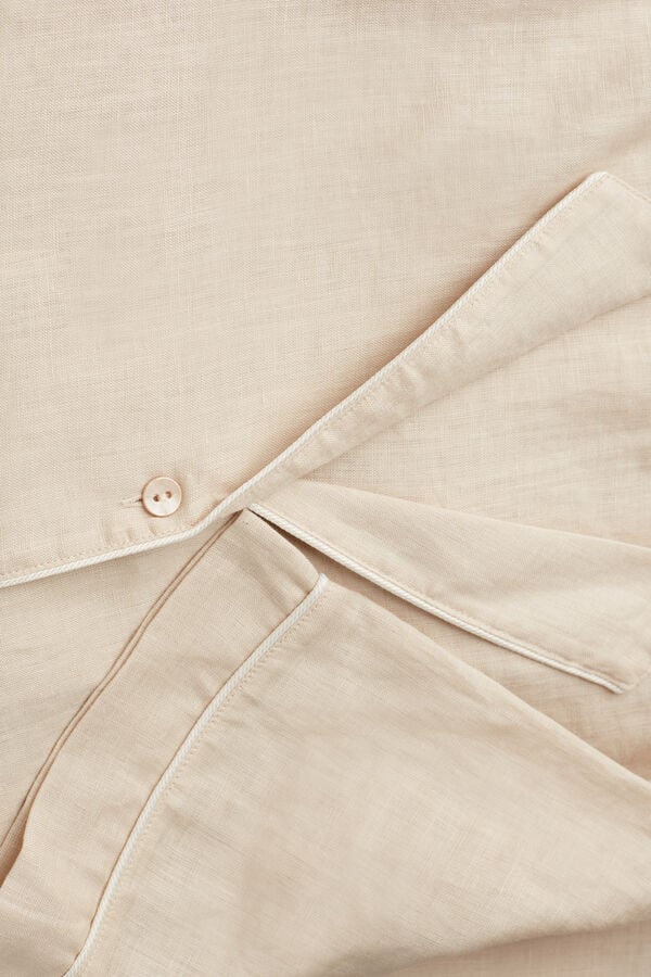 Intimssimi Yacht Night Linen Short Sleeve Shirt Natural | USCIF59515