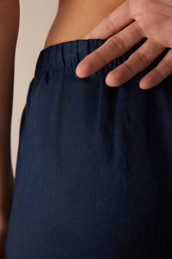 Intimssimi Yacht Night Linen Shorts Blue | USEAH92415