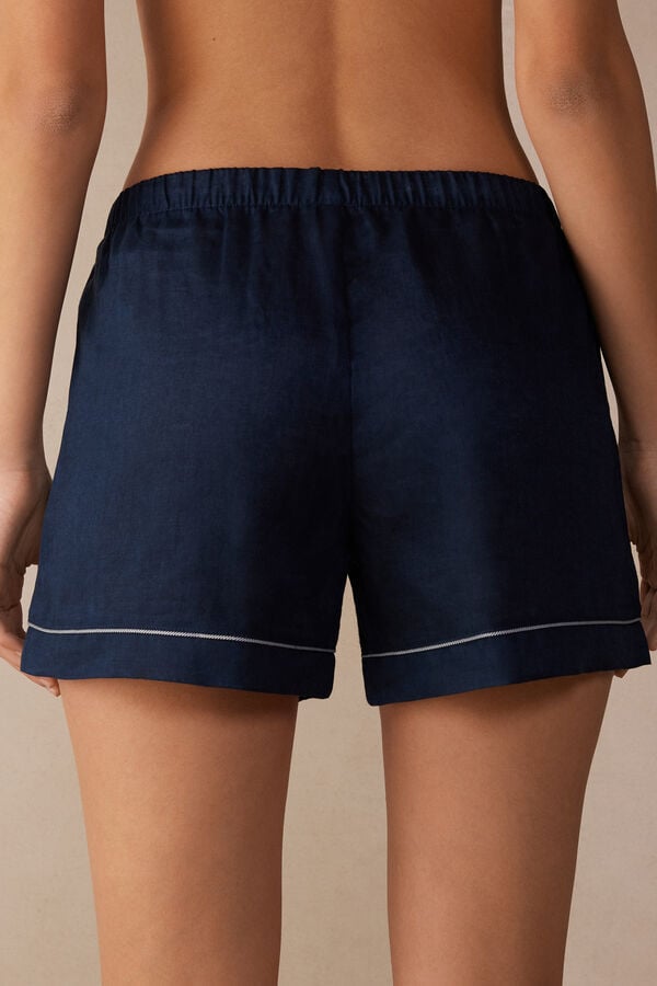 Intimssimi Yacht Night Linen Shorts Blue | USEAH92415