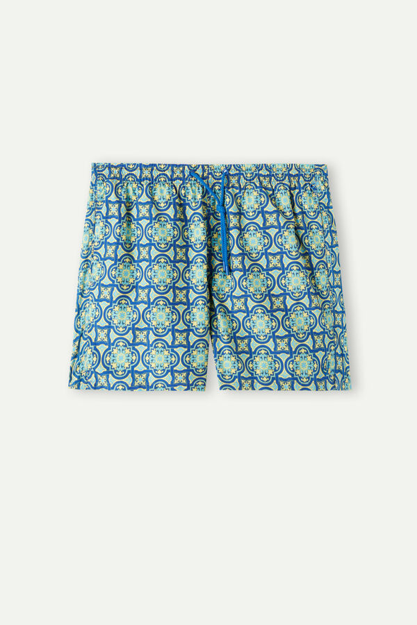 Intimssimi Yellow Majolica Print Swim Trunks Blue | USDFL57953